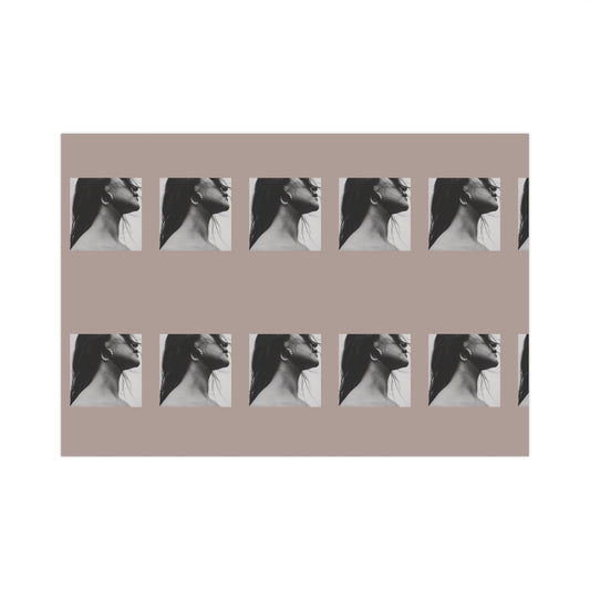 Black + White Fashion Portrait Wrapping Paper