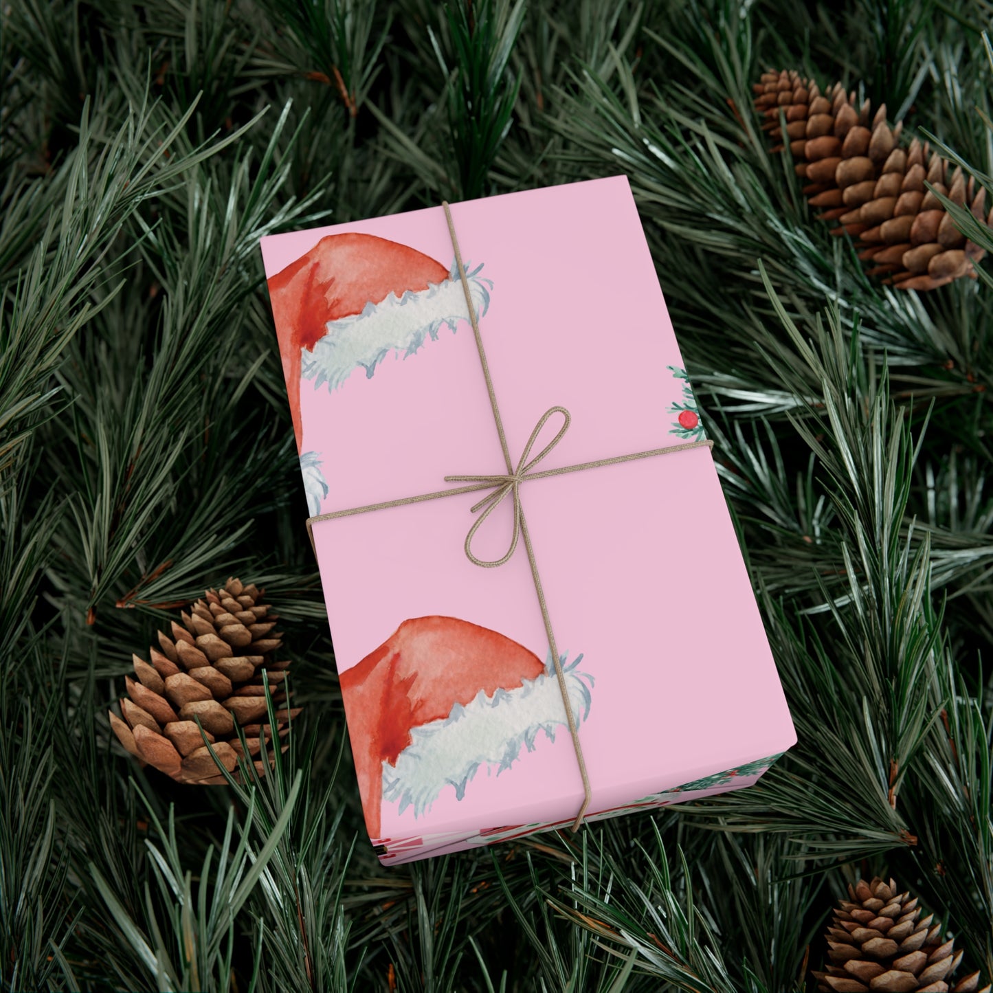 Colorful Christmas on Pink Gift Wrapping Paper