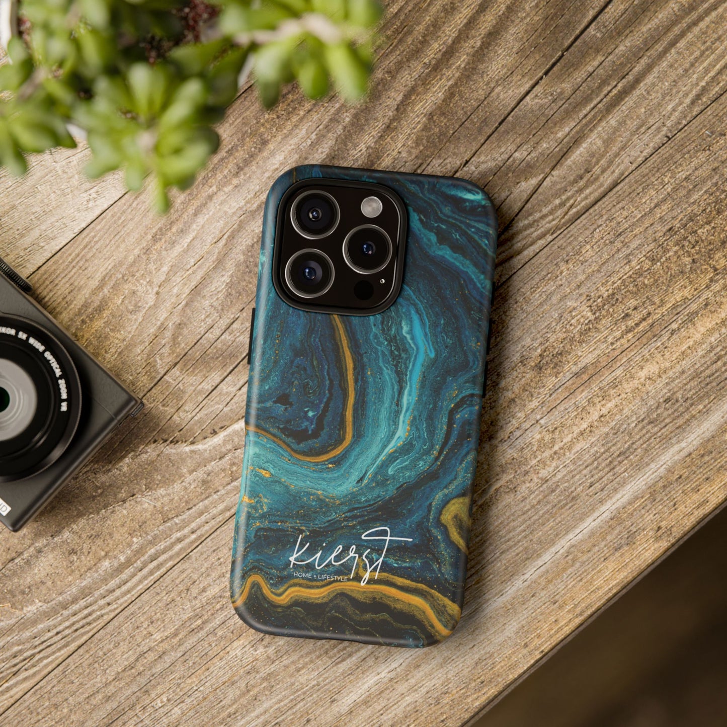Teal & Gold Marble iPhone Case