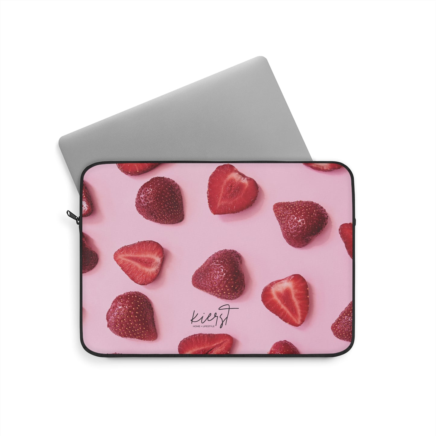 Strawberries Laptop Sleeve – Protective Case with Red Berries on Pink