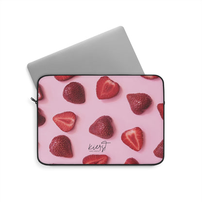 Strawberries Laptop Sleeve – Protective Case with Red Berries on Pink