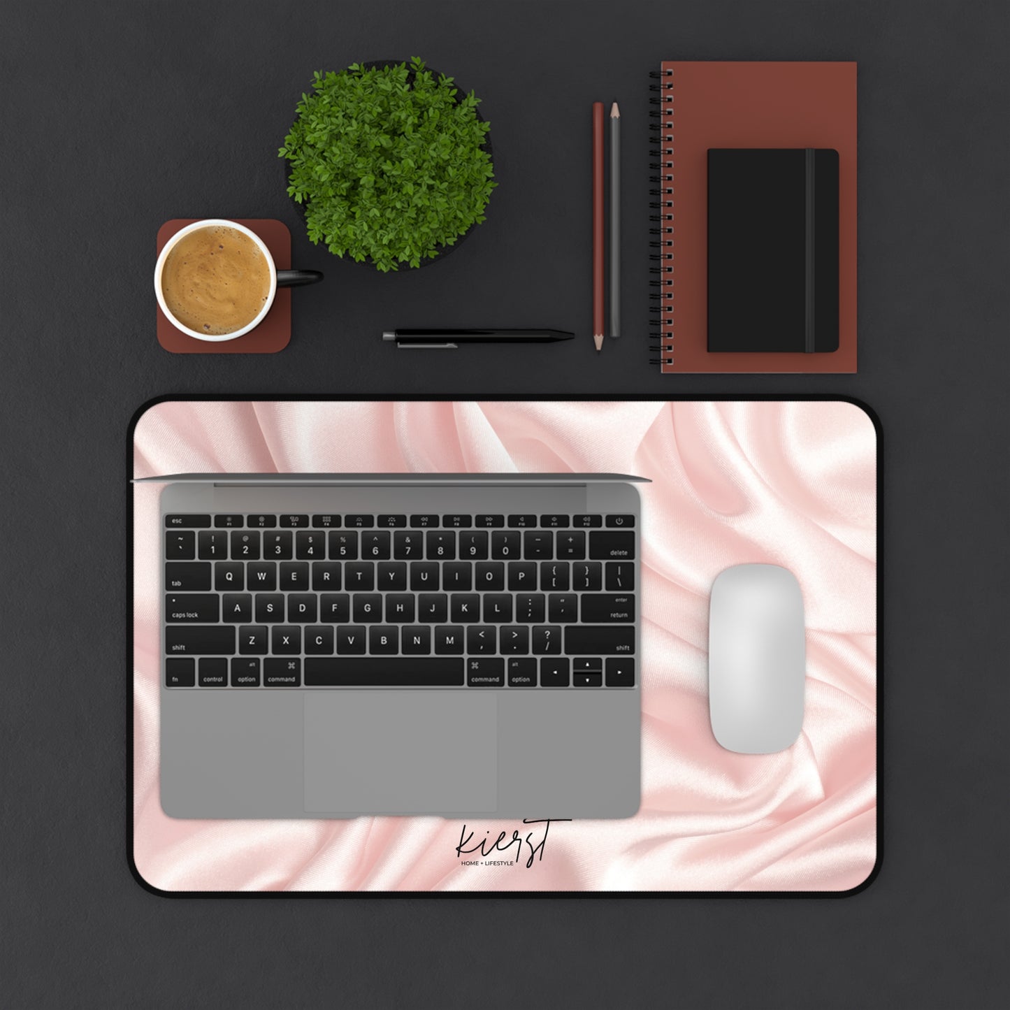 Pink Silk Print Desk Mat
