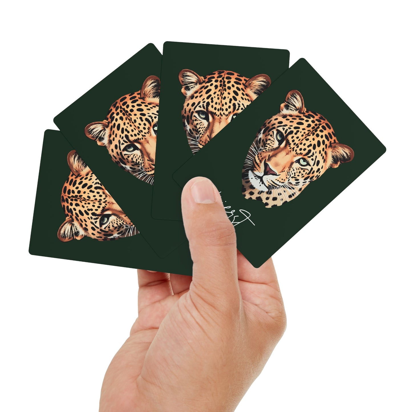 kierst Signature Midnight Pine Poker Playing Cards With Leopard Head