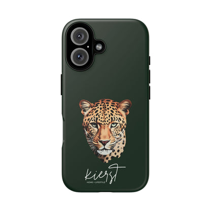 Leopard Head on Signature Midnight Pine iPhone Case | Designed to Stand Out