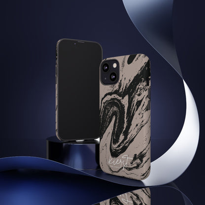 Taupe and Black Marble iPhone Case