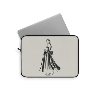 Elegant Evening Gown Sketch Laptop Sleeve | Fashion Illustration for Work & Travel