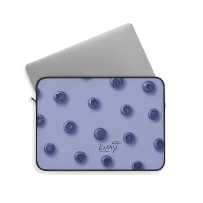Blueberries Laptop Sleeve | Protective Case with Blue Fruit Pattern on Periwinkle
