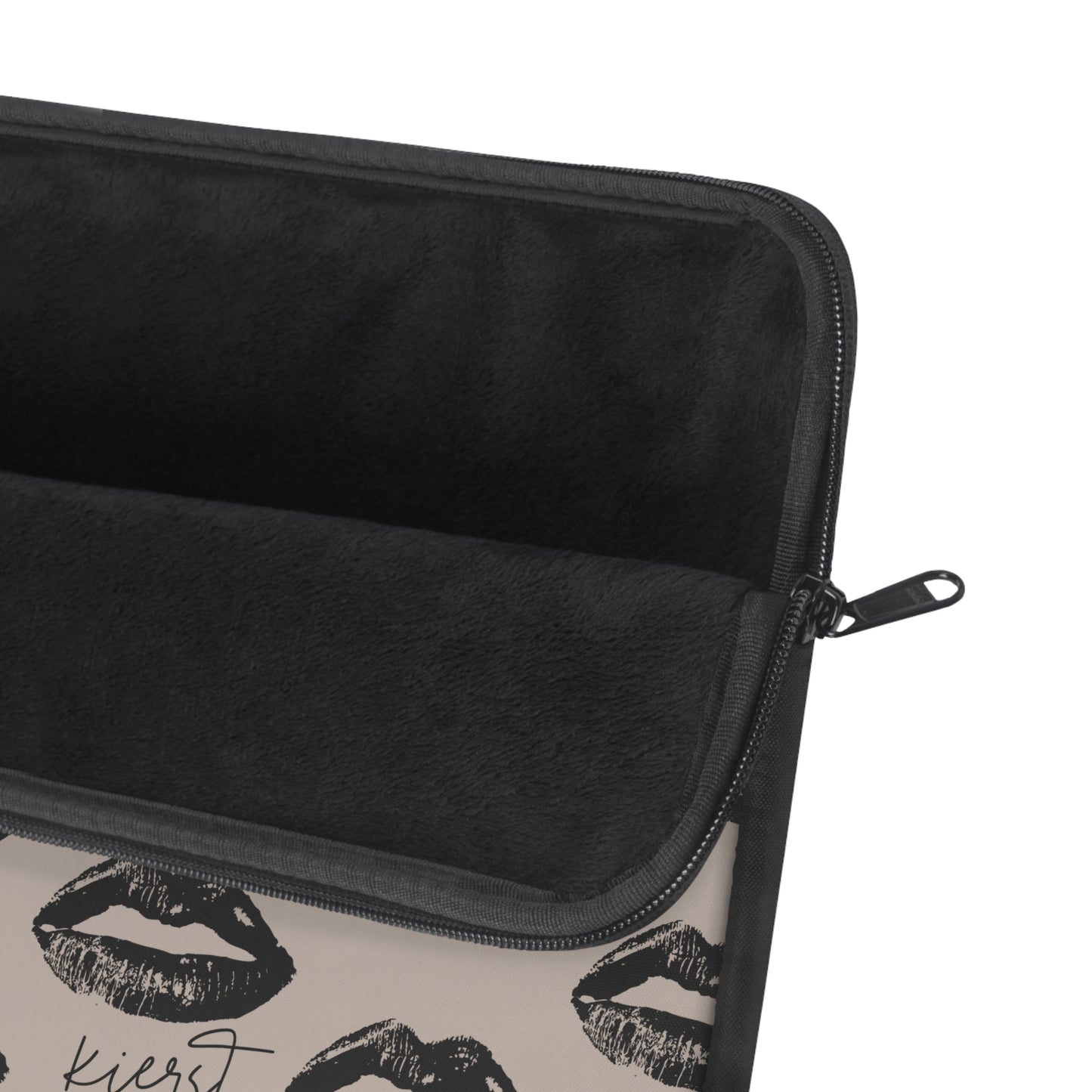 Black Lips on Oat Laptop Sleeve | Soft Neutrals, Bold Mood