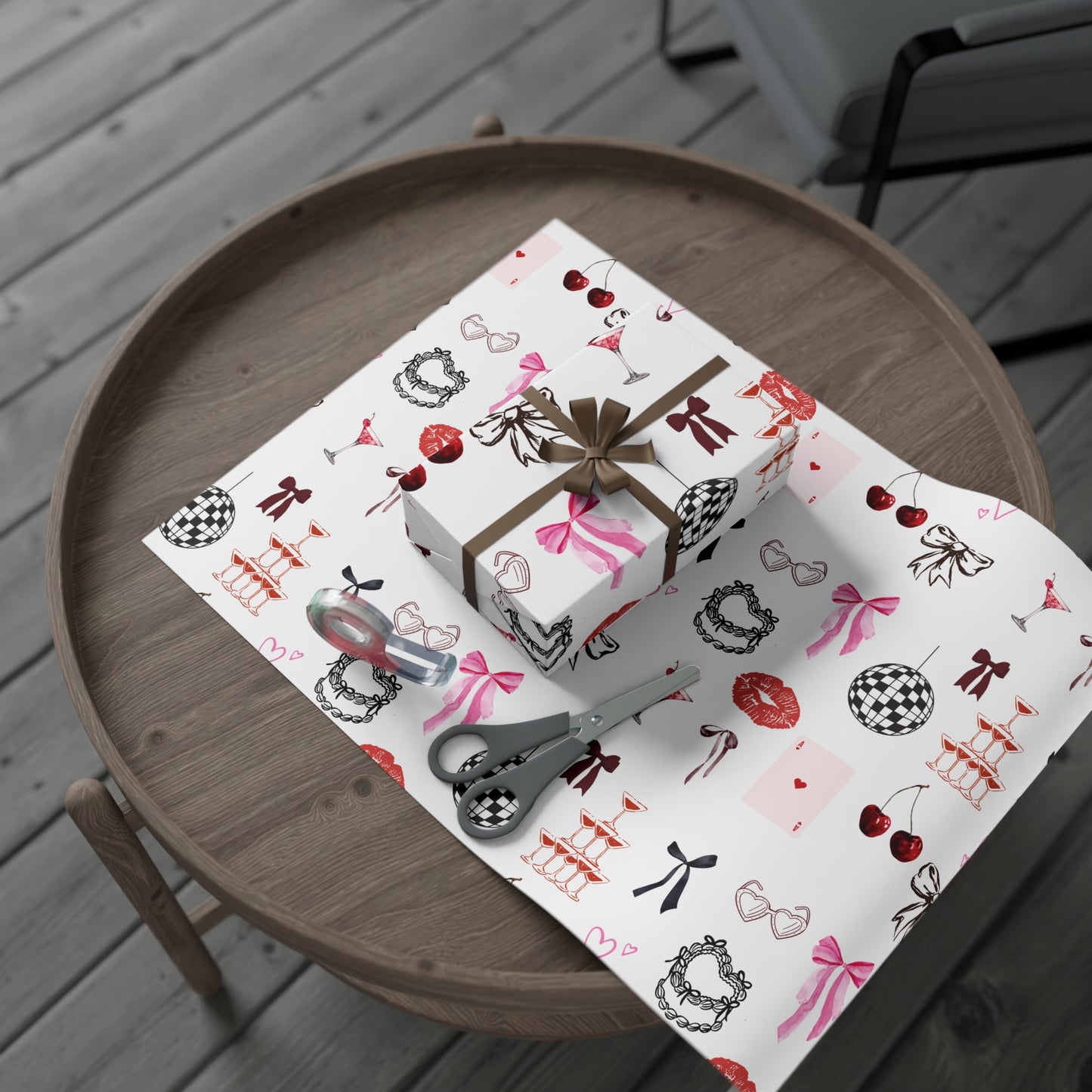 Grey Edge of Romance Wrapping Paper | Glamorous Sticker-Inspired Gift Wrap