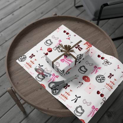 Grey Edge of Romance Wrapping Paper | Glamorous Sticker-Inspired Gift Wrap