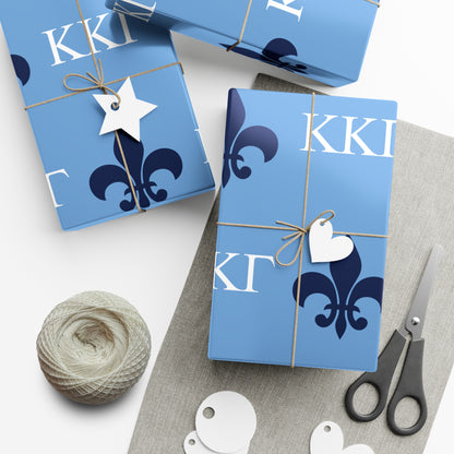 Dark Blue Fleur-de-lis White Kappa Kappa Gamma KKG Gift Wrapping Paper