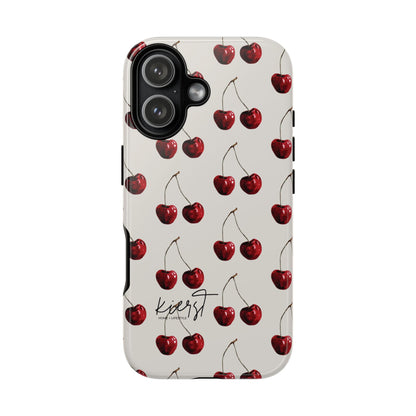 Moody Cherry Stems on White Bone iPhone Case