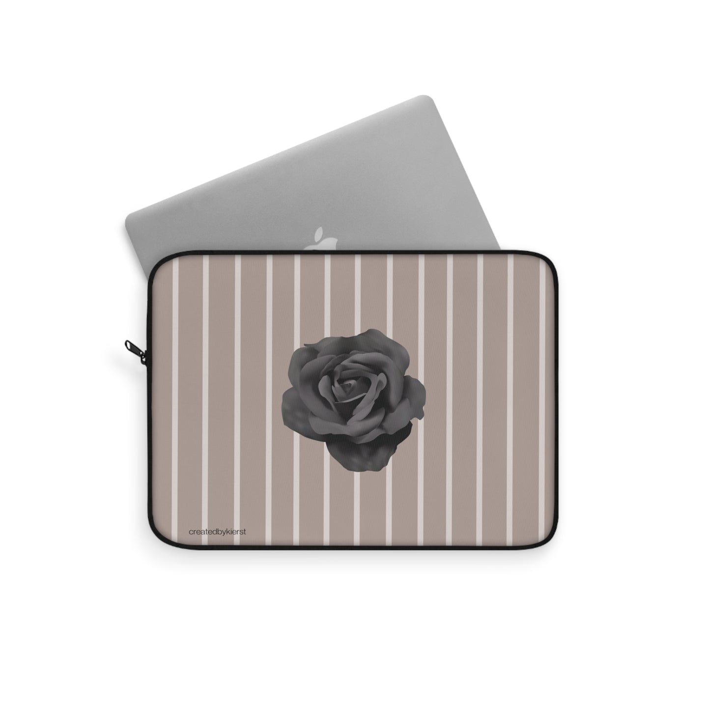 Black Rose with Cream Stripes Laptop Sleeve