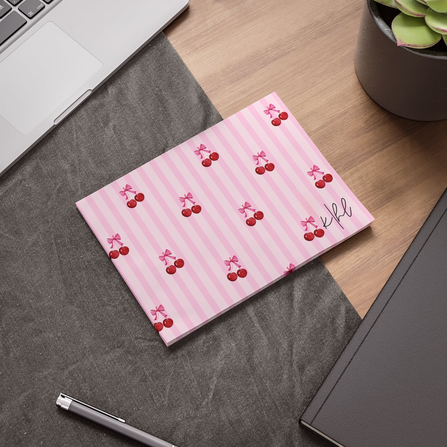 Cherries on Pink Stripes Post-it® Note Pad