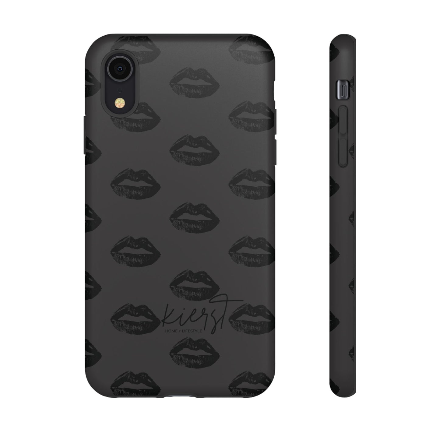 Black Lips on Charcoal iPhone Case