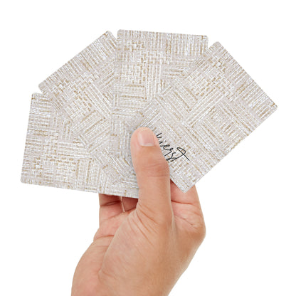 Cream + Gold Tweed Print Poker Playing Cards