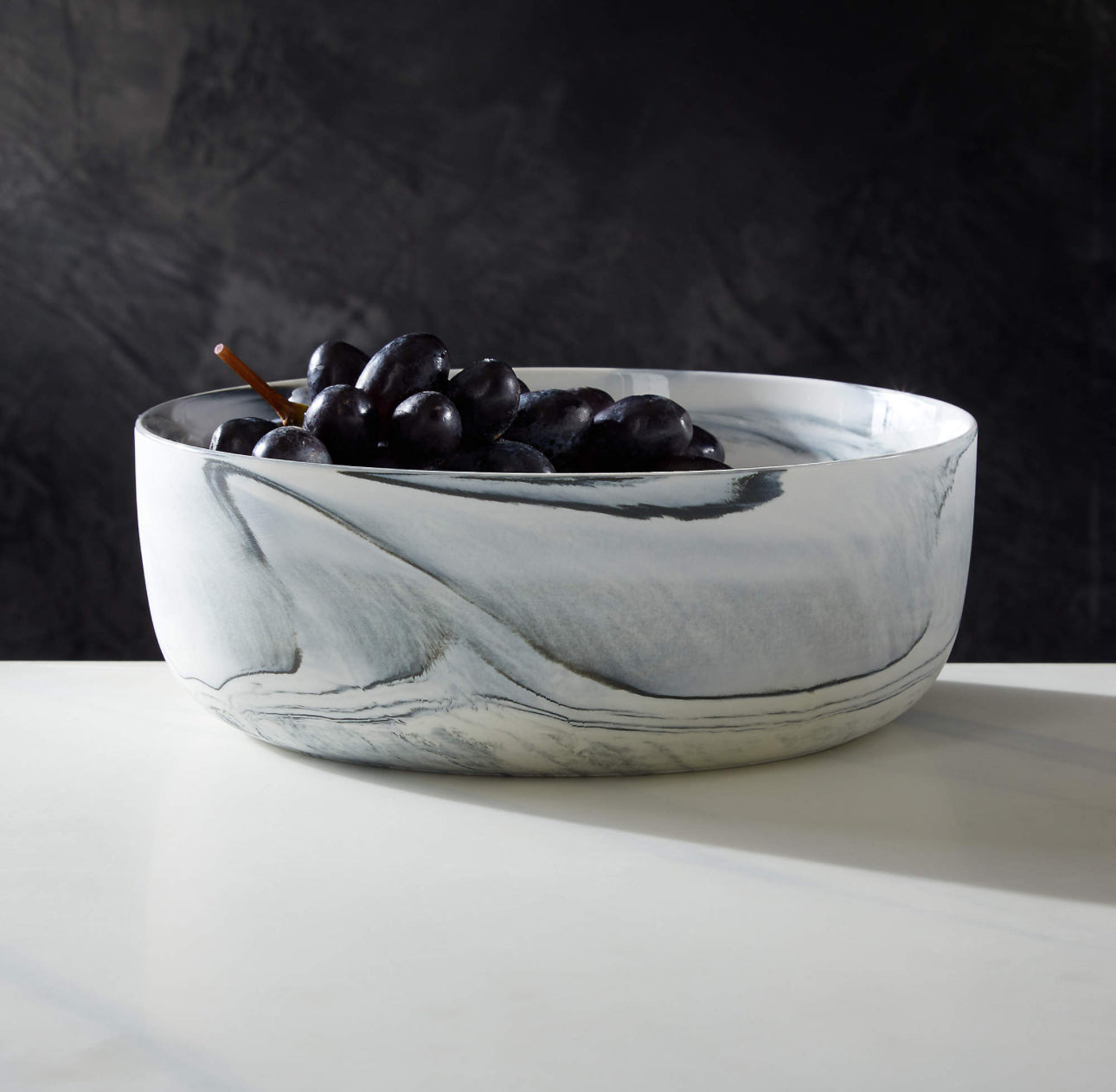 Marbled Black and White Serving Bowl