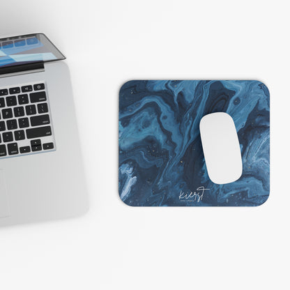 Blue Marble Mouse Pad – Deep Navy & Indigo Swirl