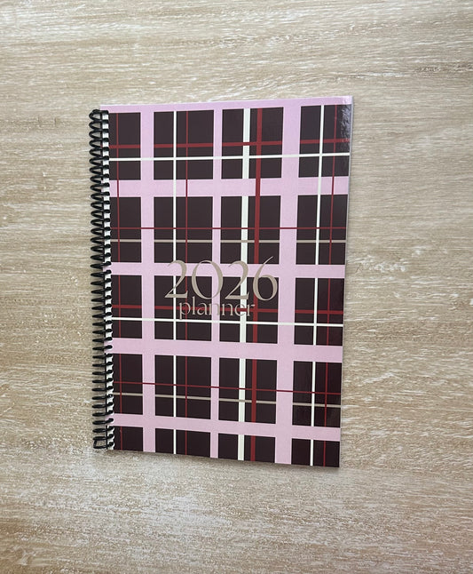 2026 Lifestyle Planner - Signature Pink and Velvet Noir Plaid