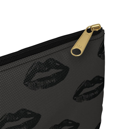 Black Lips on Charcoal Accessory Pouch | Quietly Bold
