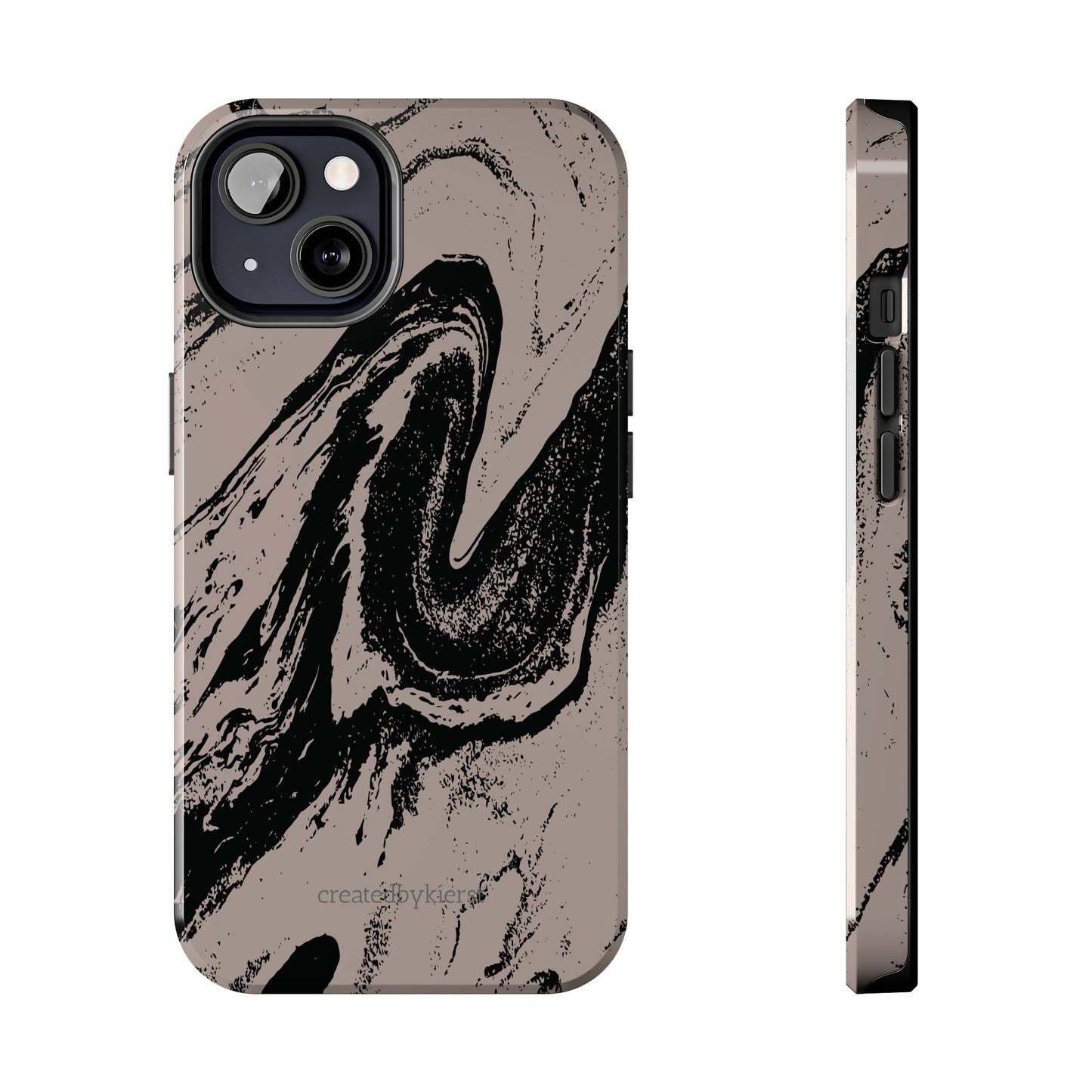 Taupe and Black Marble iPhone Case