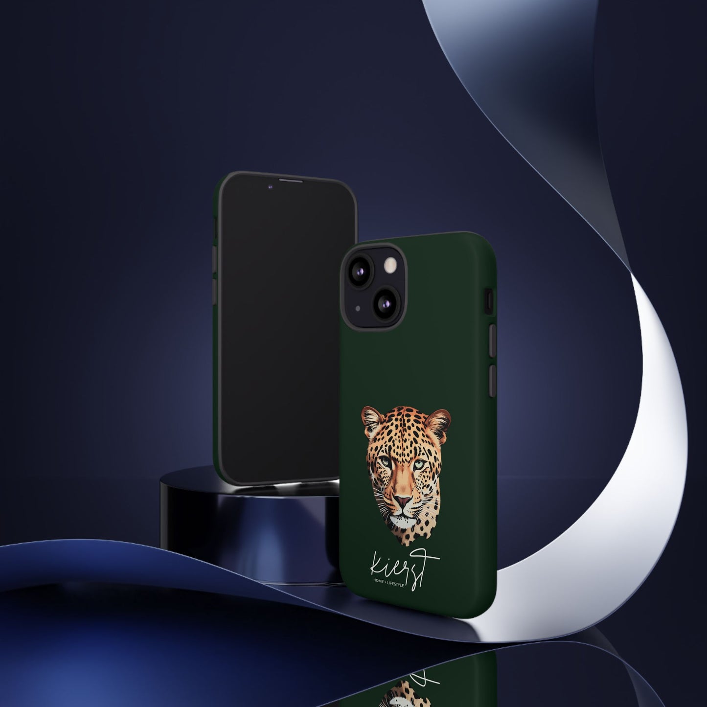 Leopard Head on Signature Midnight Pine iPhone Case | Designed to Stand Out