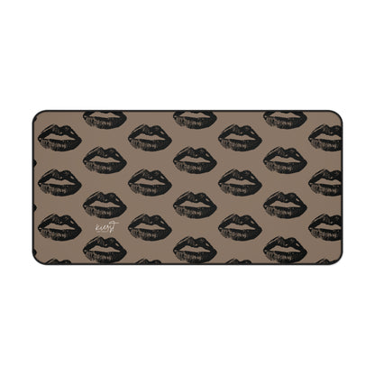 Black Lips on Mocha Desk Mat