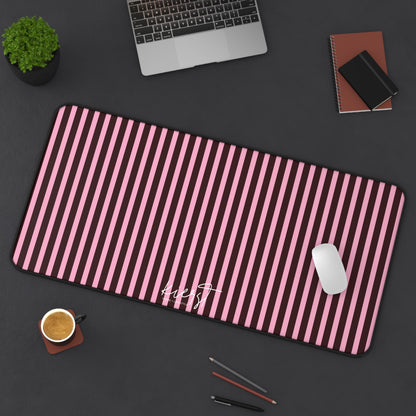Signature Velvet Noir + Pink Stripes Desk Mat