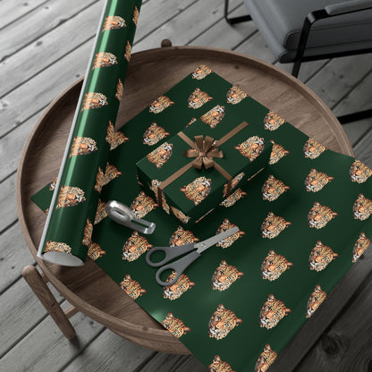 Leopard Head on Signature Midnight Pine Wrapping Paper