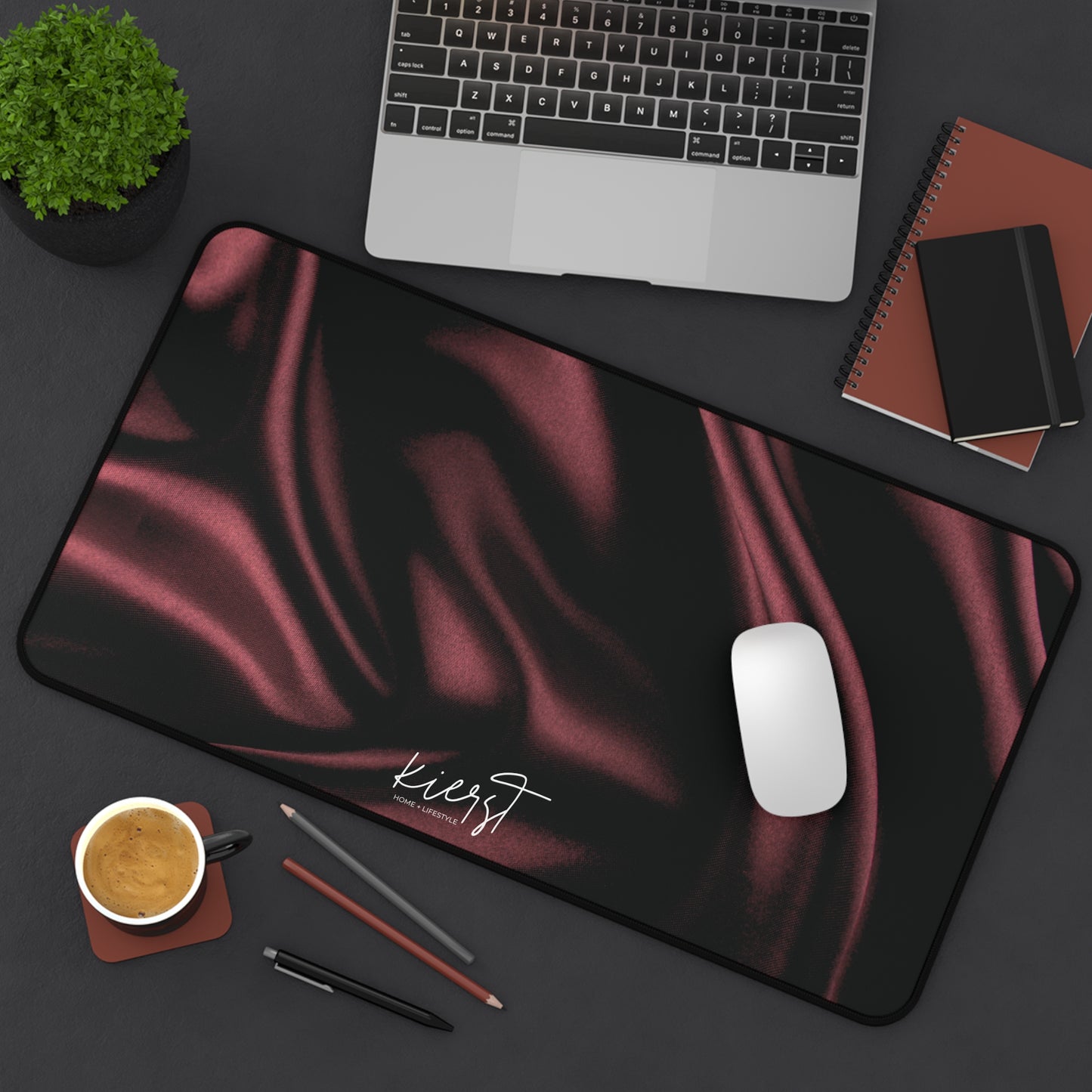 Signature Velvet Noir Silk Print Desk Mat