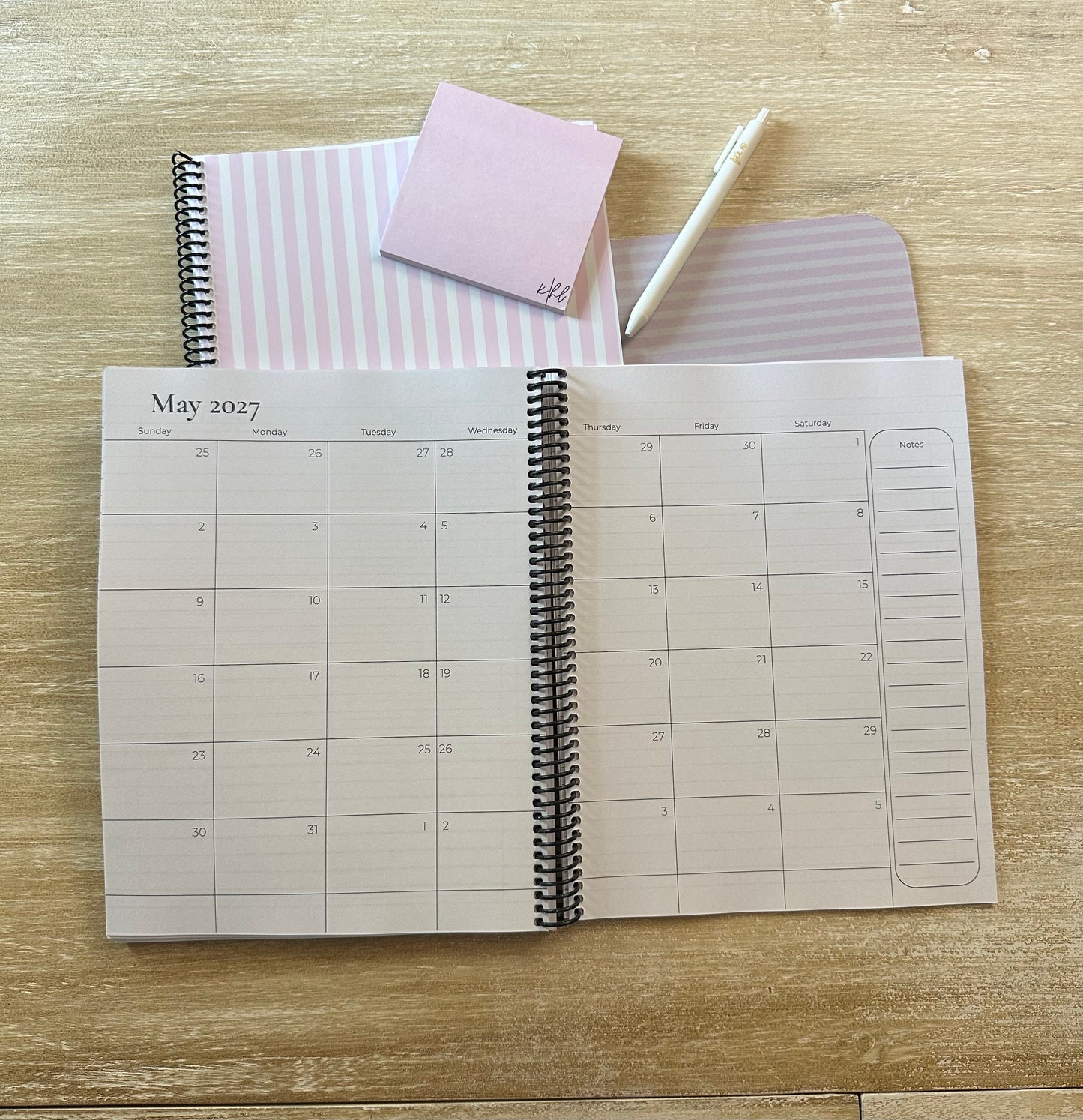 2026 - 2027 Signature Pink + Cream Striped Mid Year Lifestyle Planner