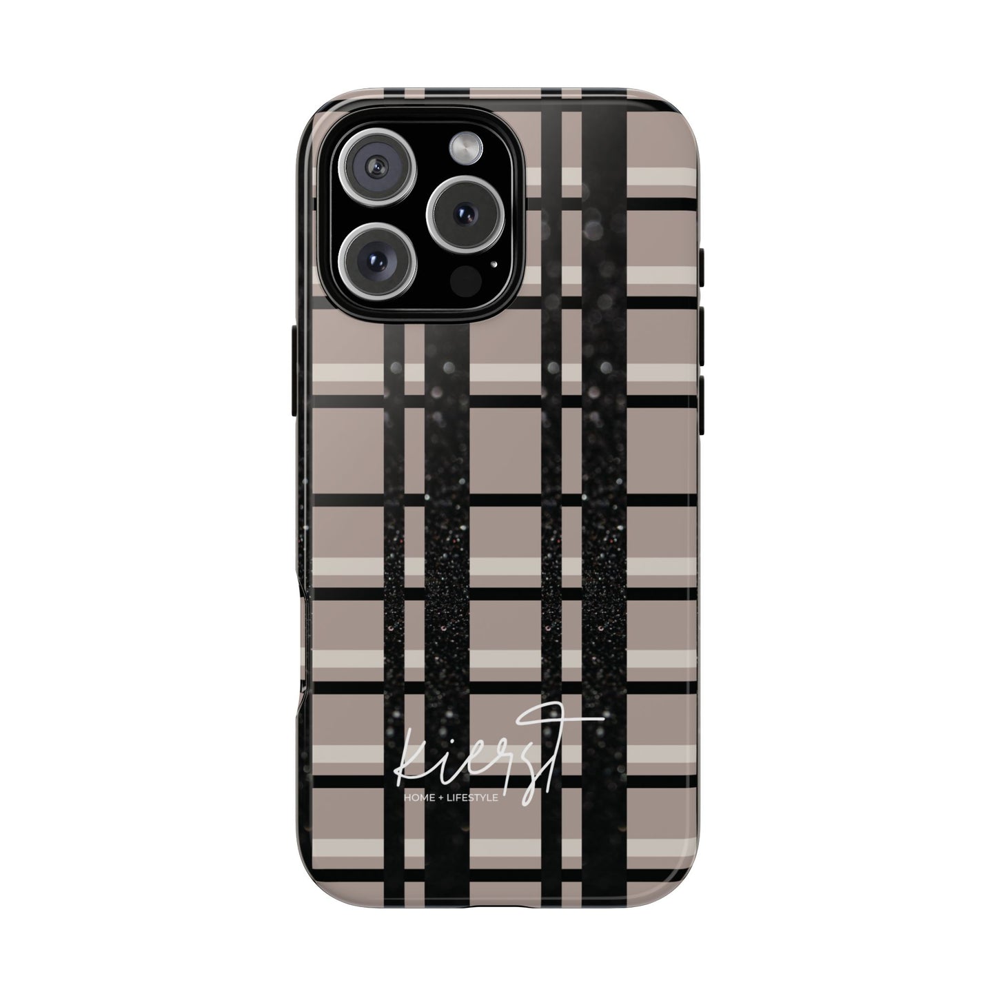 Taupe, Cream, and Black Plaid iPhone Case