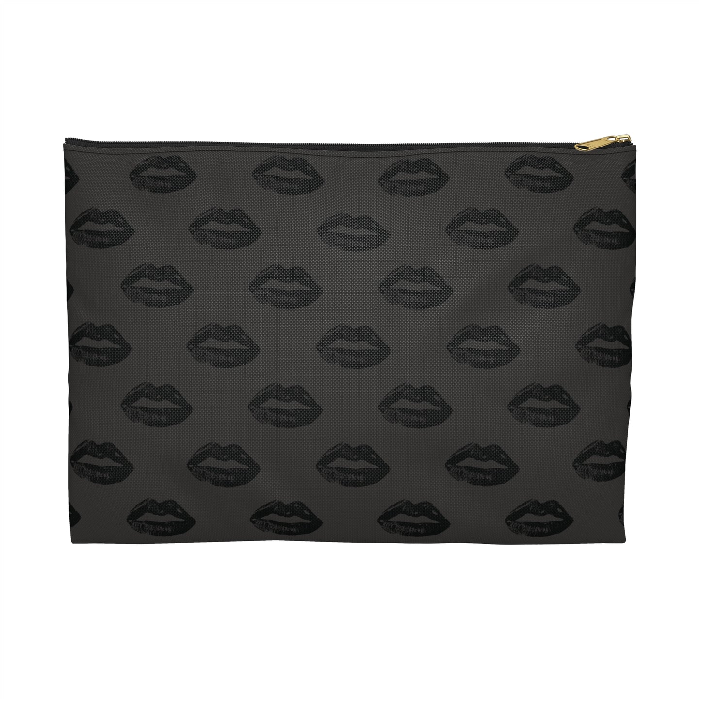 Black Lips on Charcoal Accessory Pouch | Quietly Bold