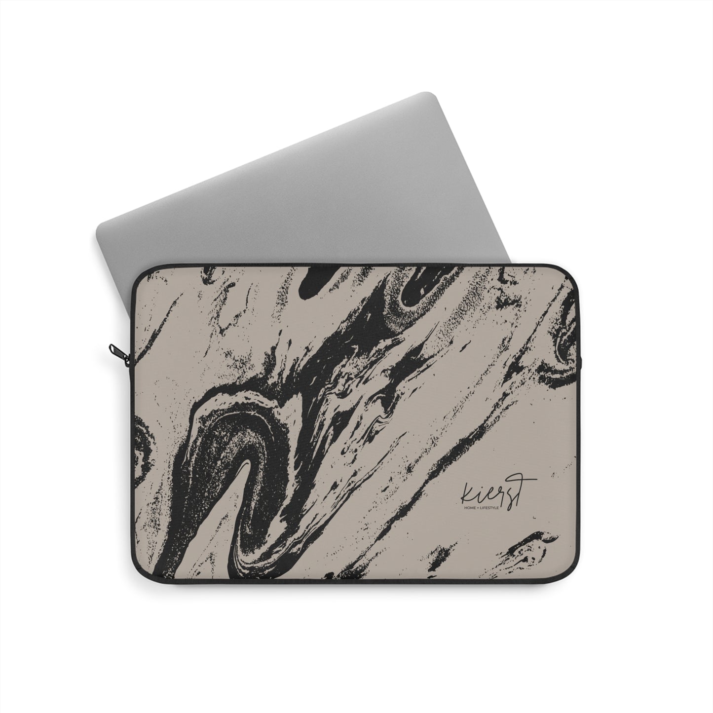 Black Marble on Cool Taupe Laptop Sleeve | Bold Neutrals, Elevated Style