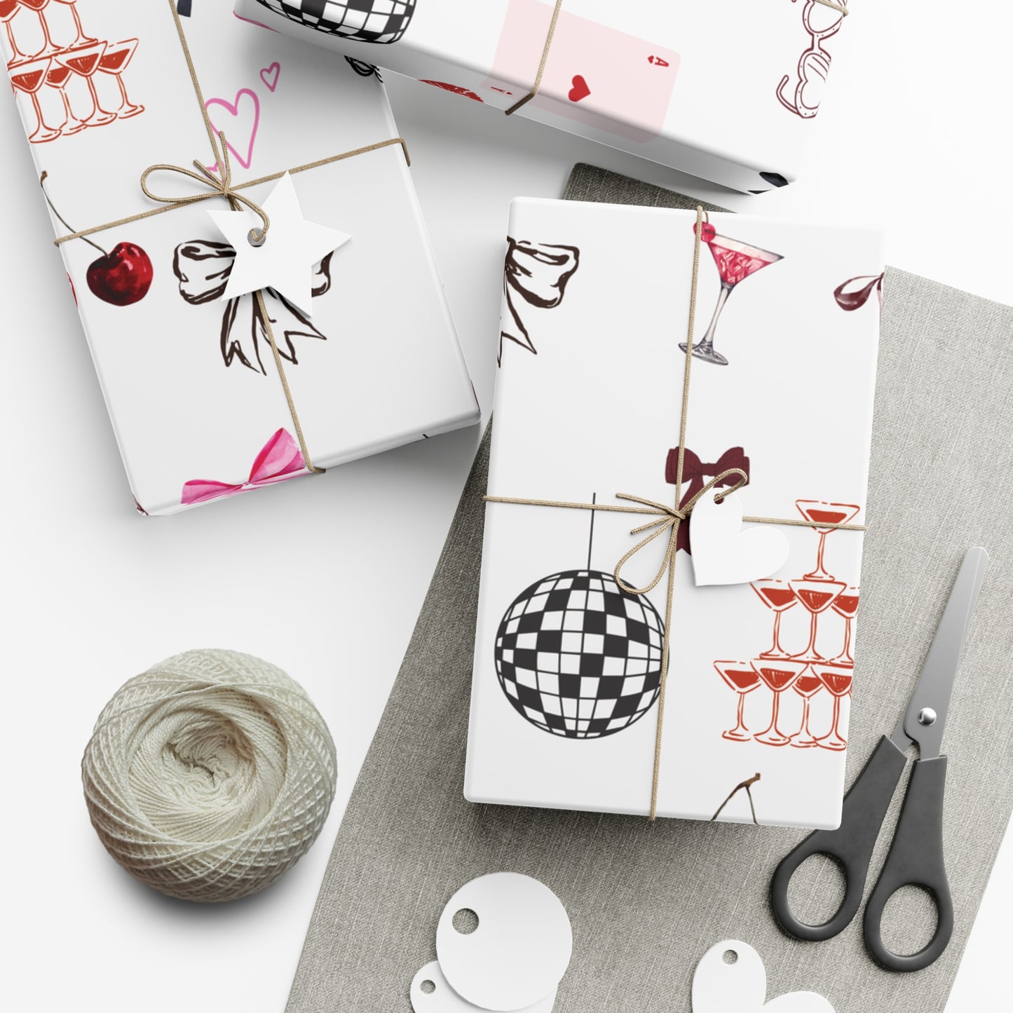 Grey Edge of Romance Wrapping Paper | Glamorous Sticker-Inspired Gift Wrap