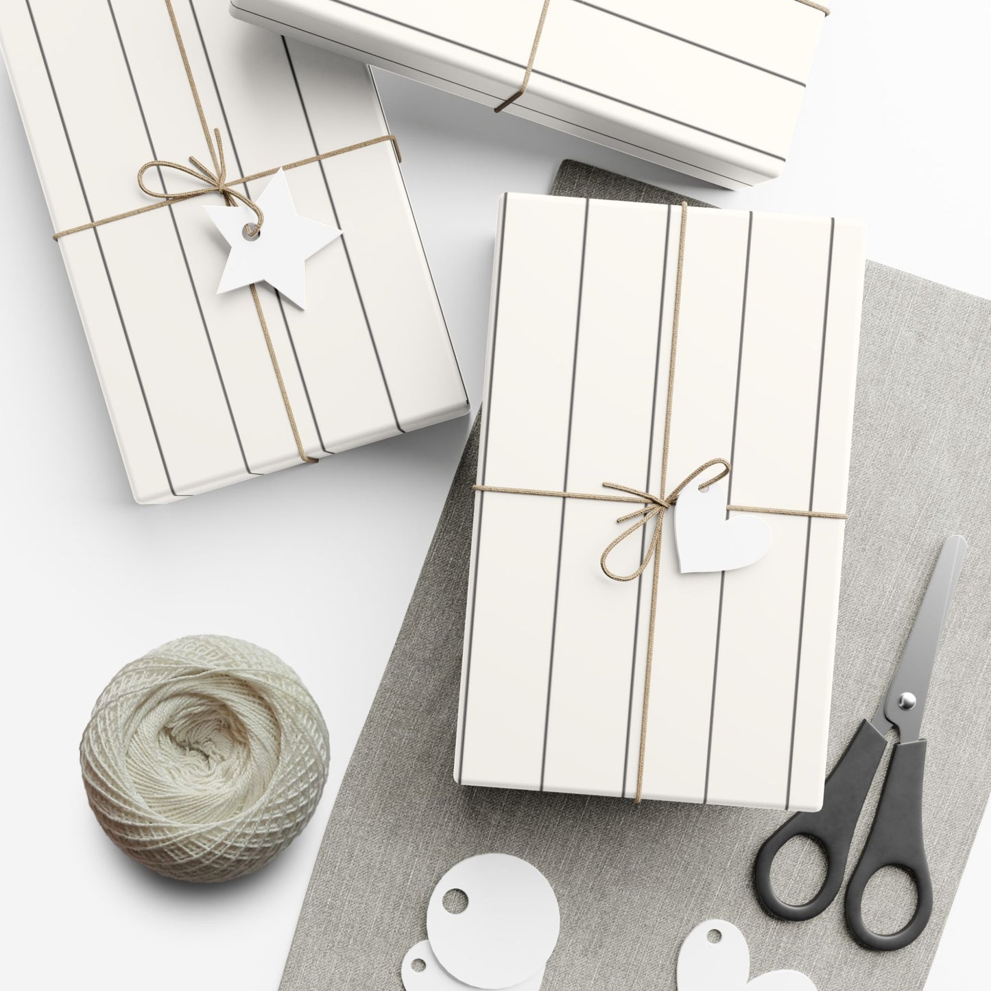 Cream With Grey Pinstripe Gift Wrapping Paper