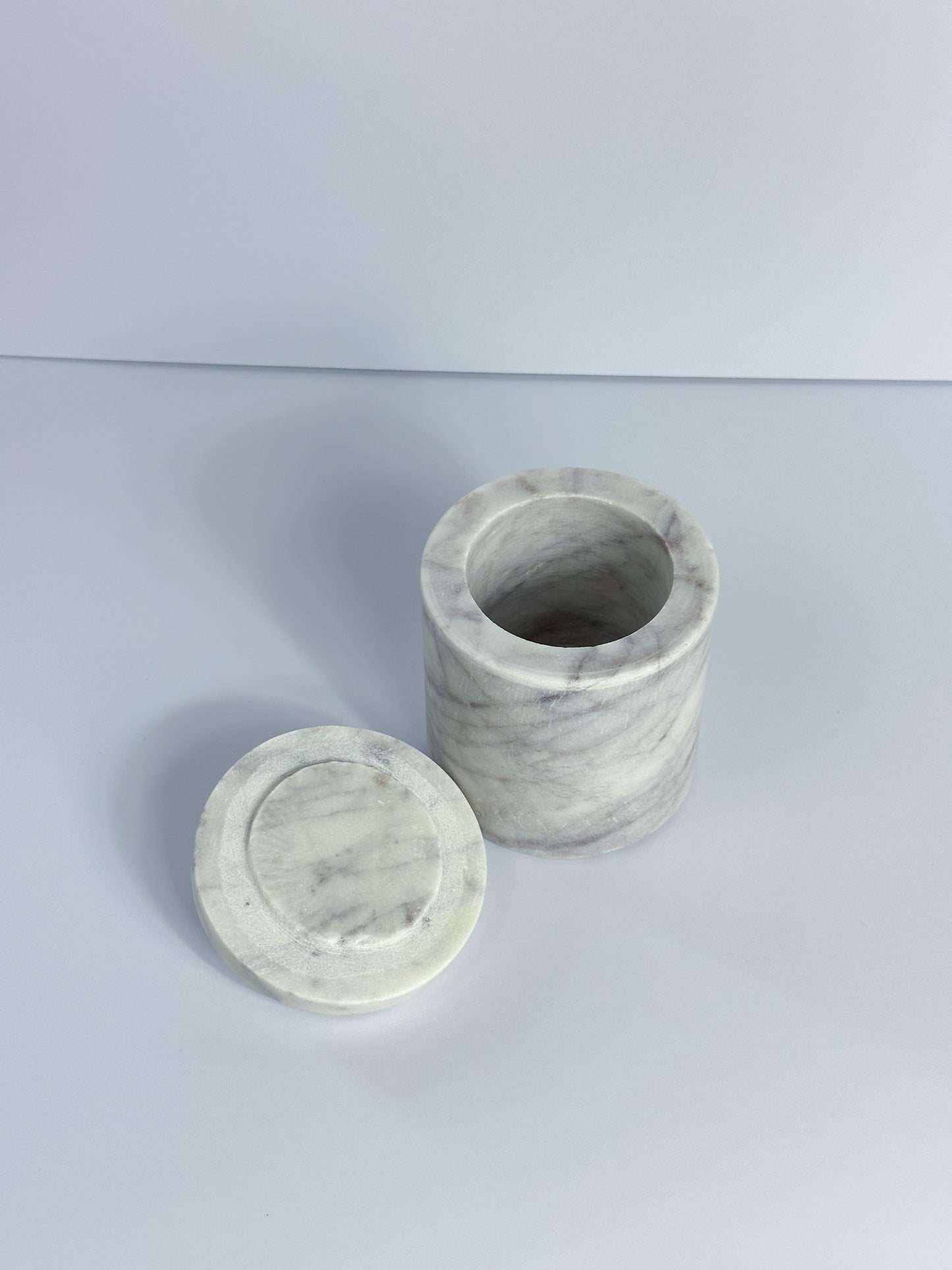 White and Grey Marble Storage Container