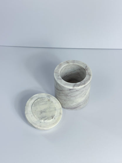 White and Grey Marble Storage Container