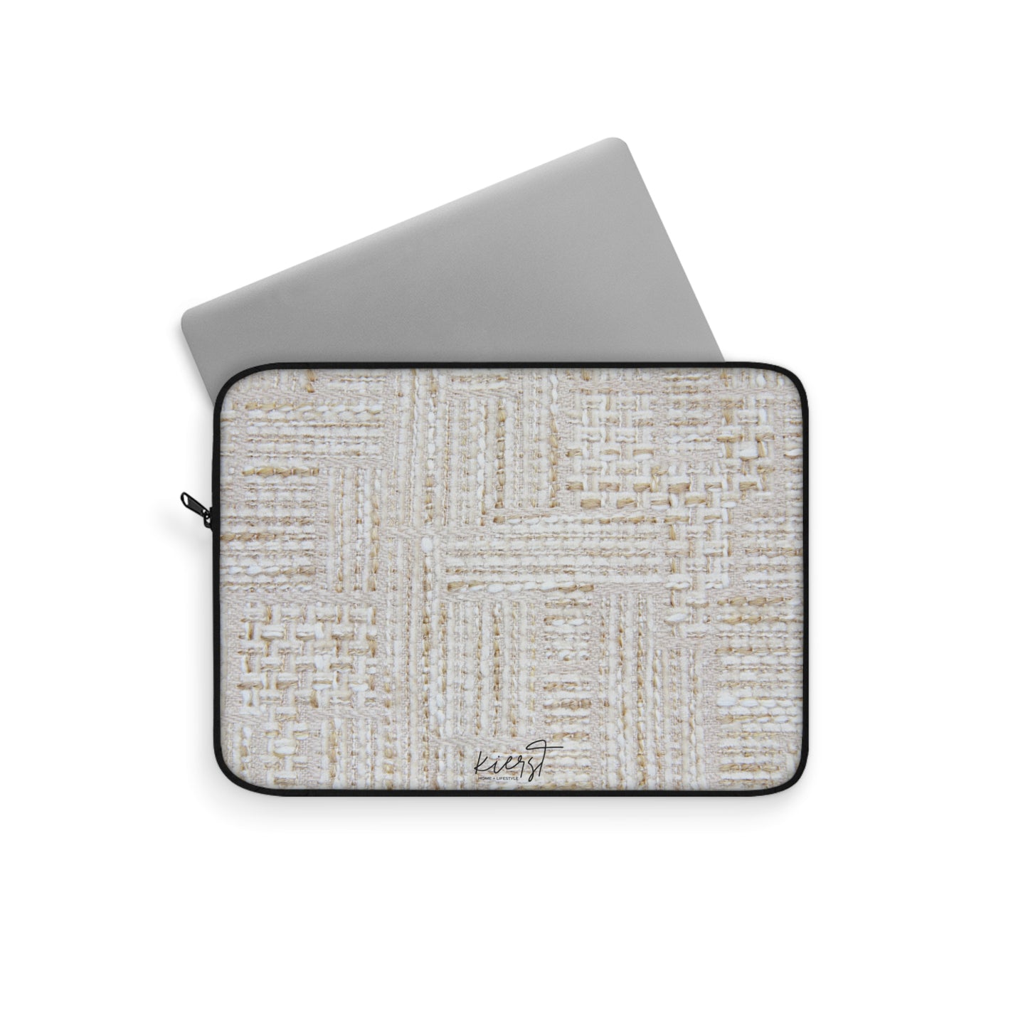 Cream + Gold Tweed Print Laptop Sleeve