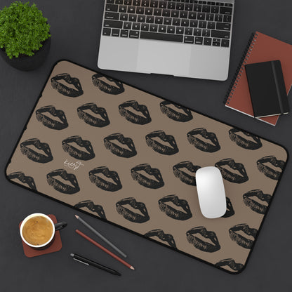 Black Lips on Mocha Desk Mat