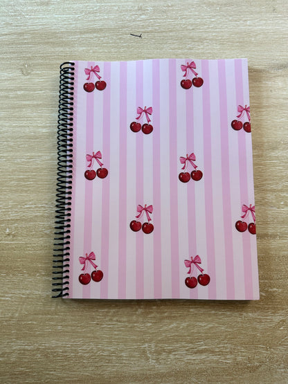 Cherries on Pink Stripes Notebook