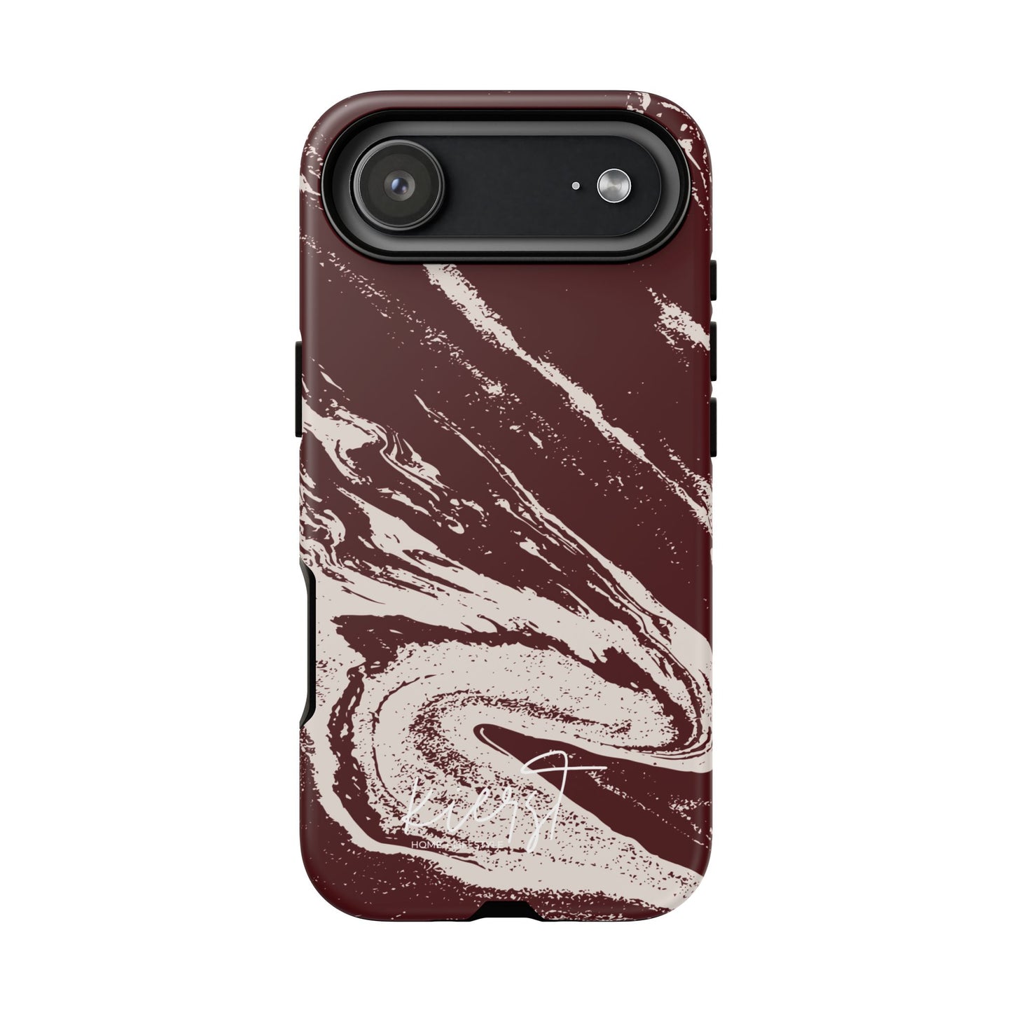 Cream Marble on Signature Velvet Noir iPhone Case