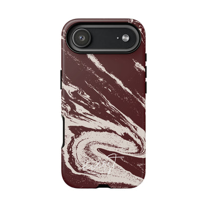 Cream Marble on Signature Velvet Noir iPhone Case