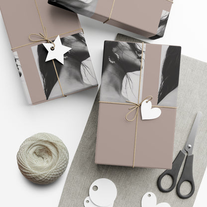 Black + White Fashion Portrait Wrapping Paper