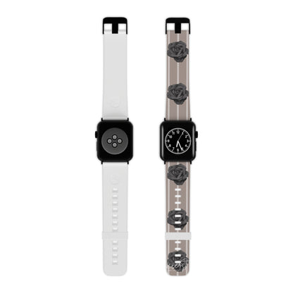 Black Roses Apple Watch Band – Taupe Stripe Elegance