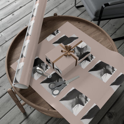Black + White Fashion Portrait Wrapping Paper