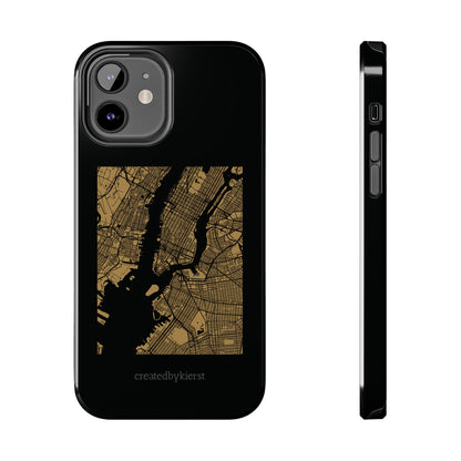 Black and Gold NYC Map iPhone Case