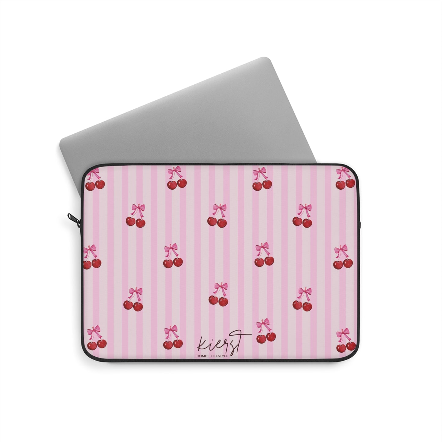 Cherries on Pink Stripe Laptop Sleeve