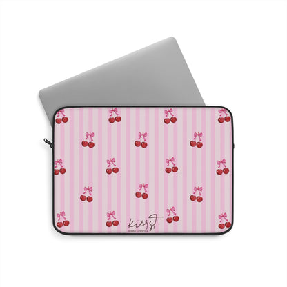 Cherries on Pink Stripe Laptop Sleeve