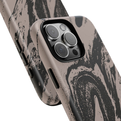 Black Marble on Taupe iPhone Case